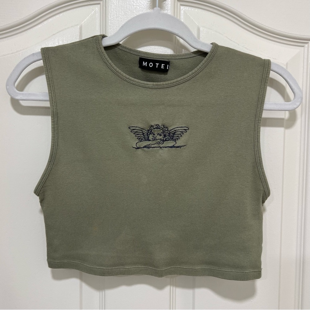 Sage Green Ribbed Cropped Tank